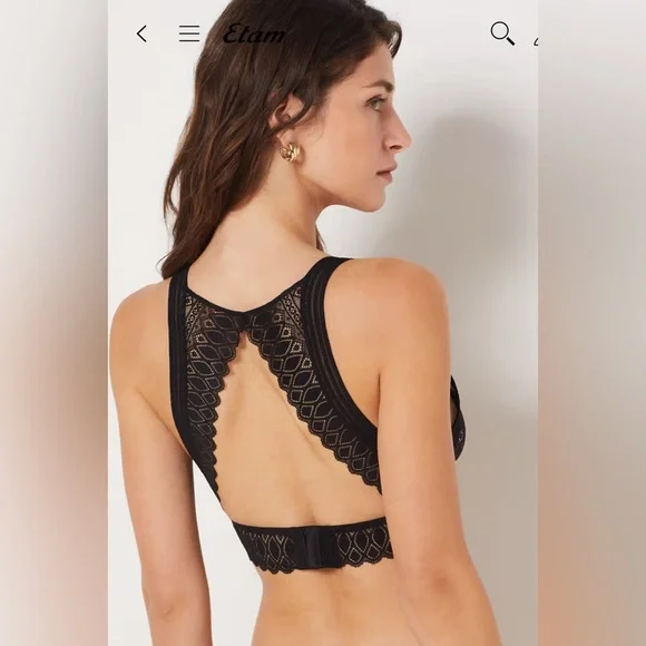 NWT Etan Women’s Lace Bra Without Underwire Black Size M Triangle Sexy Natural - Picture 2 of 4